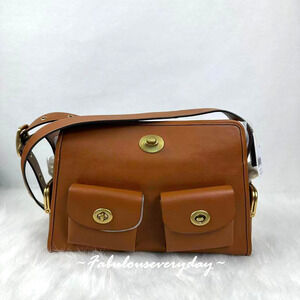 Coach Haversack Large Turnlock Shoulder Bag Leather/Gold/Amber Brown CDZ12 NWT